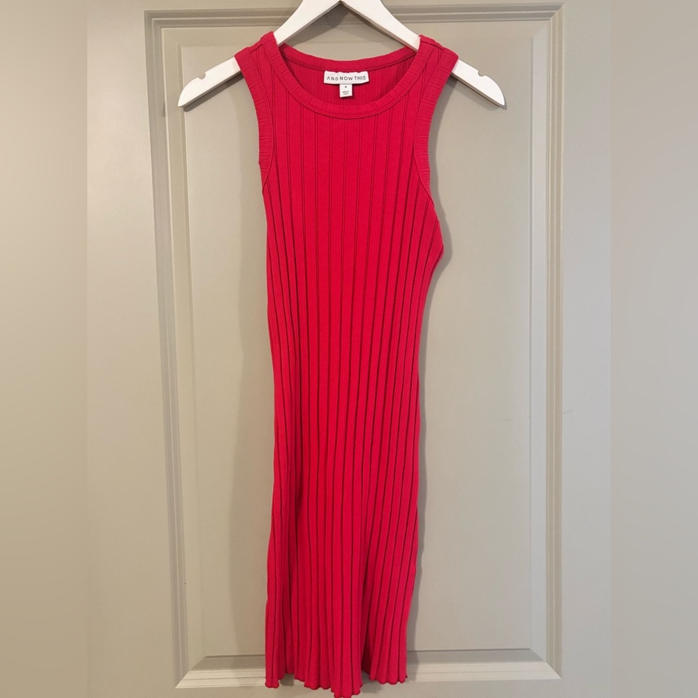 Vibrant Fuchsia /Red Ribbed Tank Dress - Picture 1 of 3